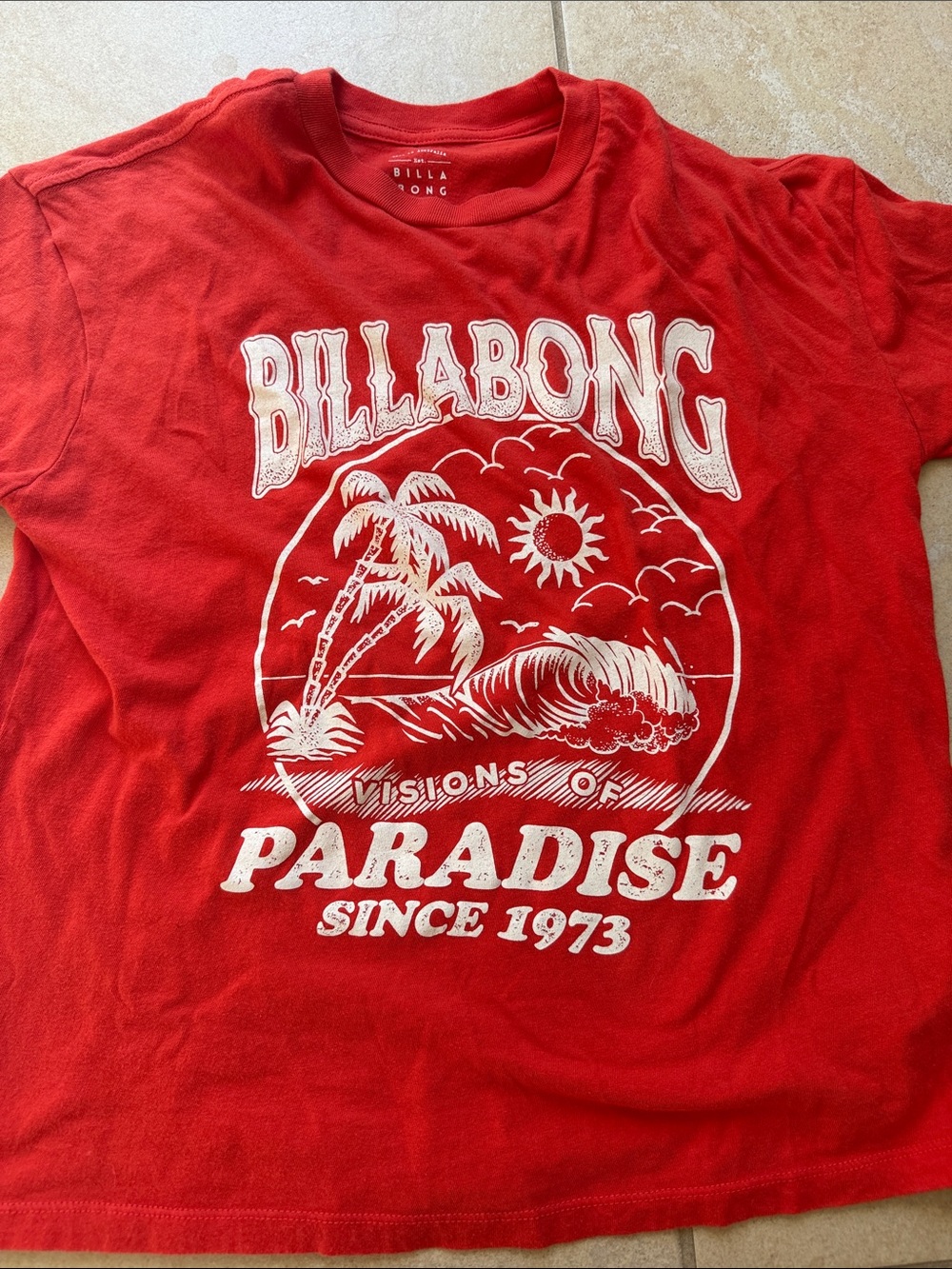 Billabong Red Short Sleeve 'Visions of Paradise' Graphic Tee